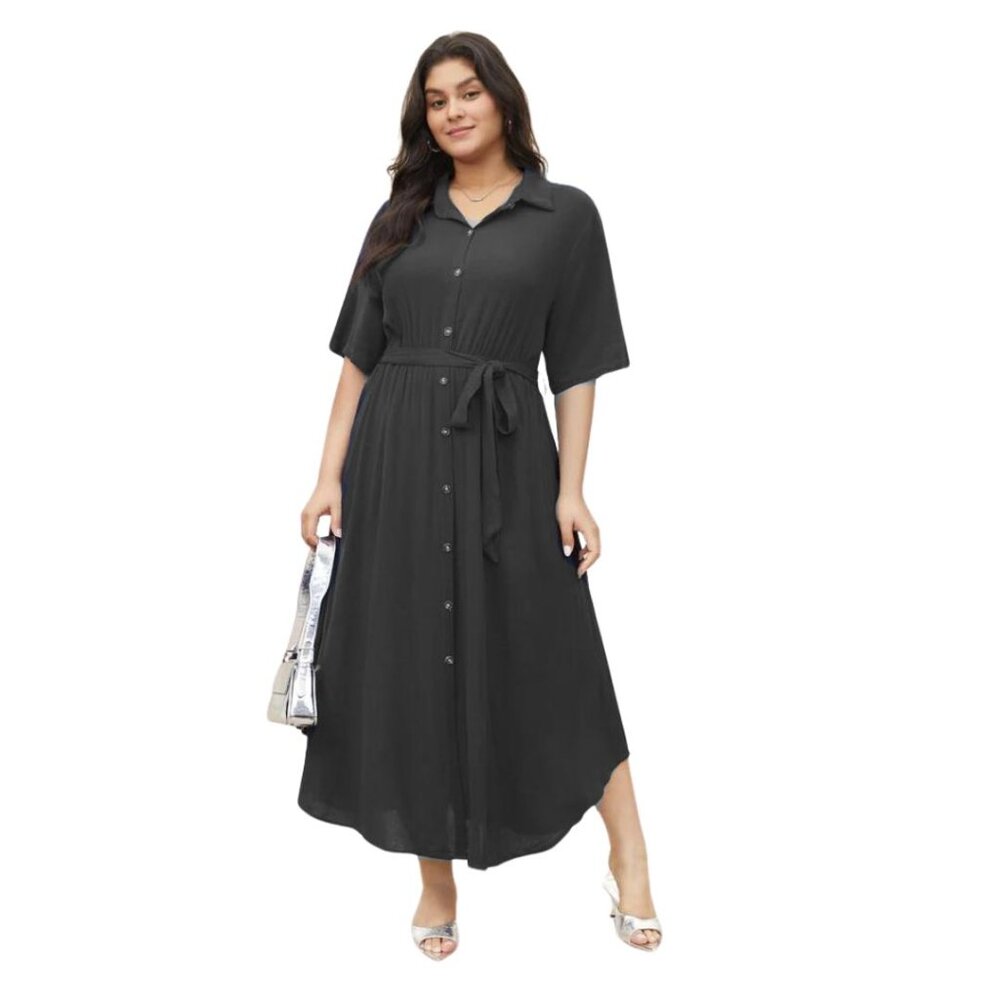 NWT Bloomchic Button Up Shirt Dress Black